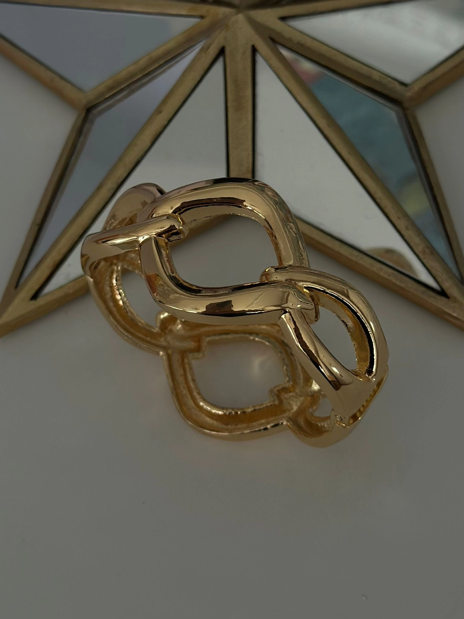 Bombeli Geometrik Pirinç Kaplama Kelepçe (gold)