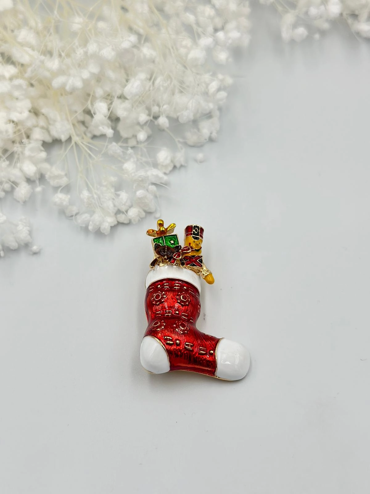 Kırmızı Noel Pabuç Broş