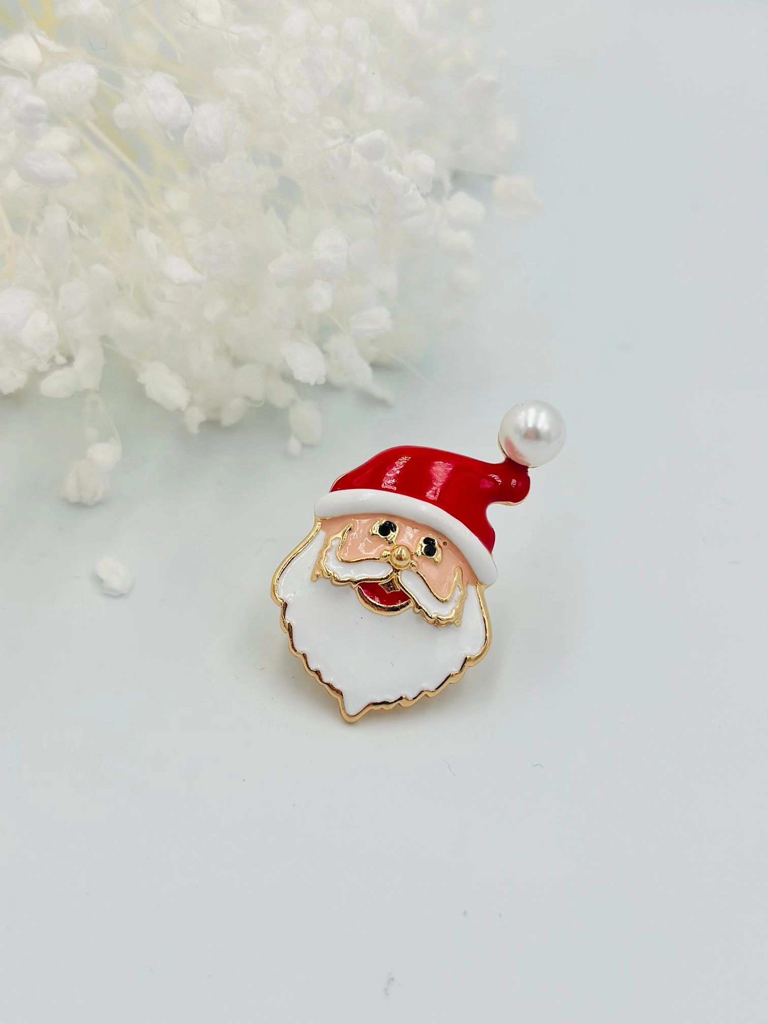 İnci Detaylı Noel Baba Broş