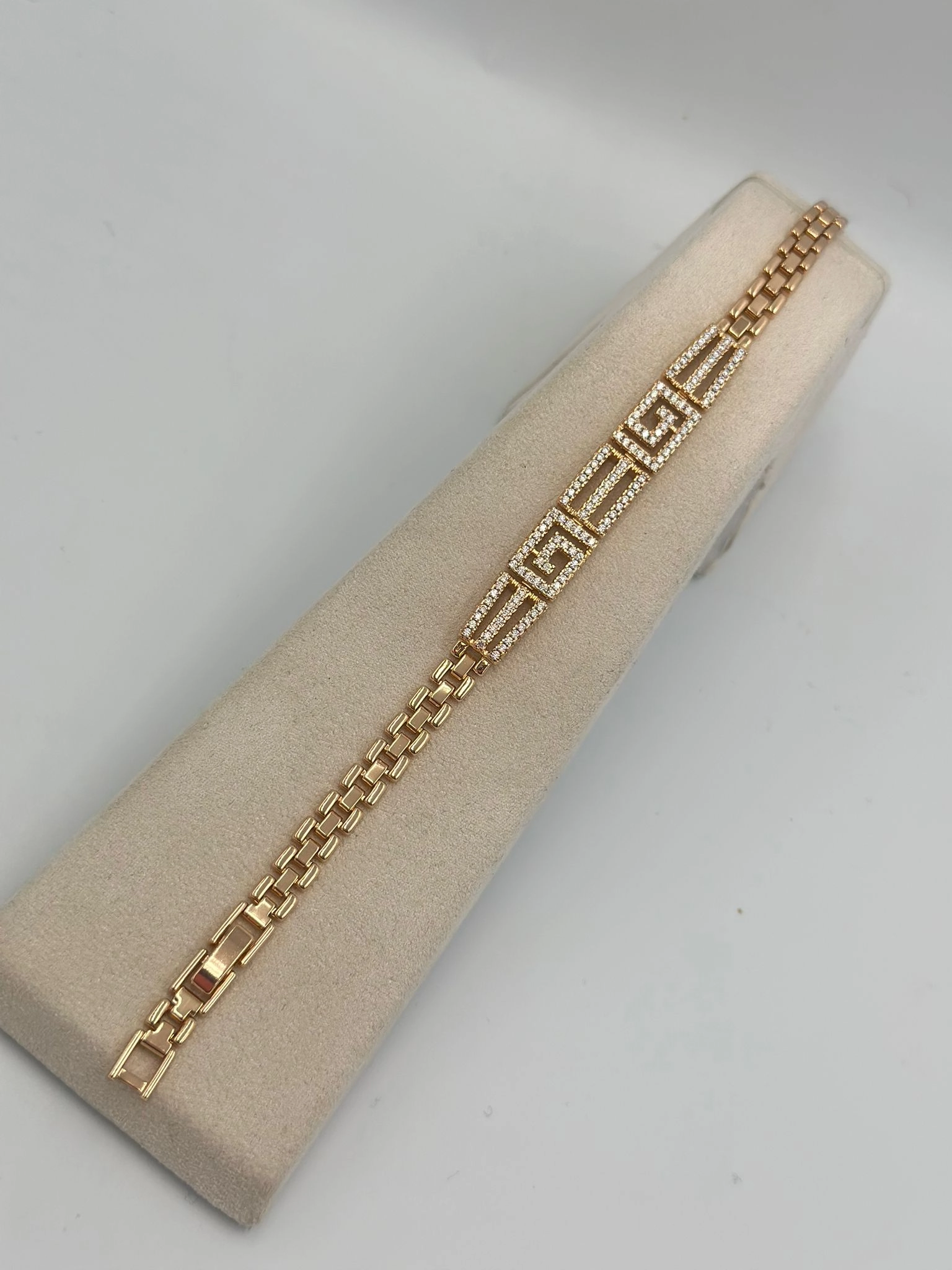 Zirkon Taş Detaylı Labirent Unisex Bileklik (Çelik)