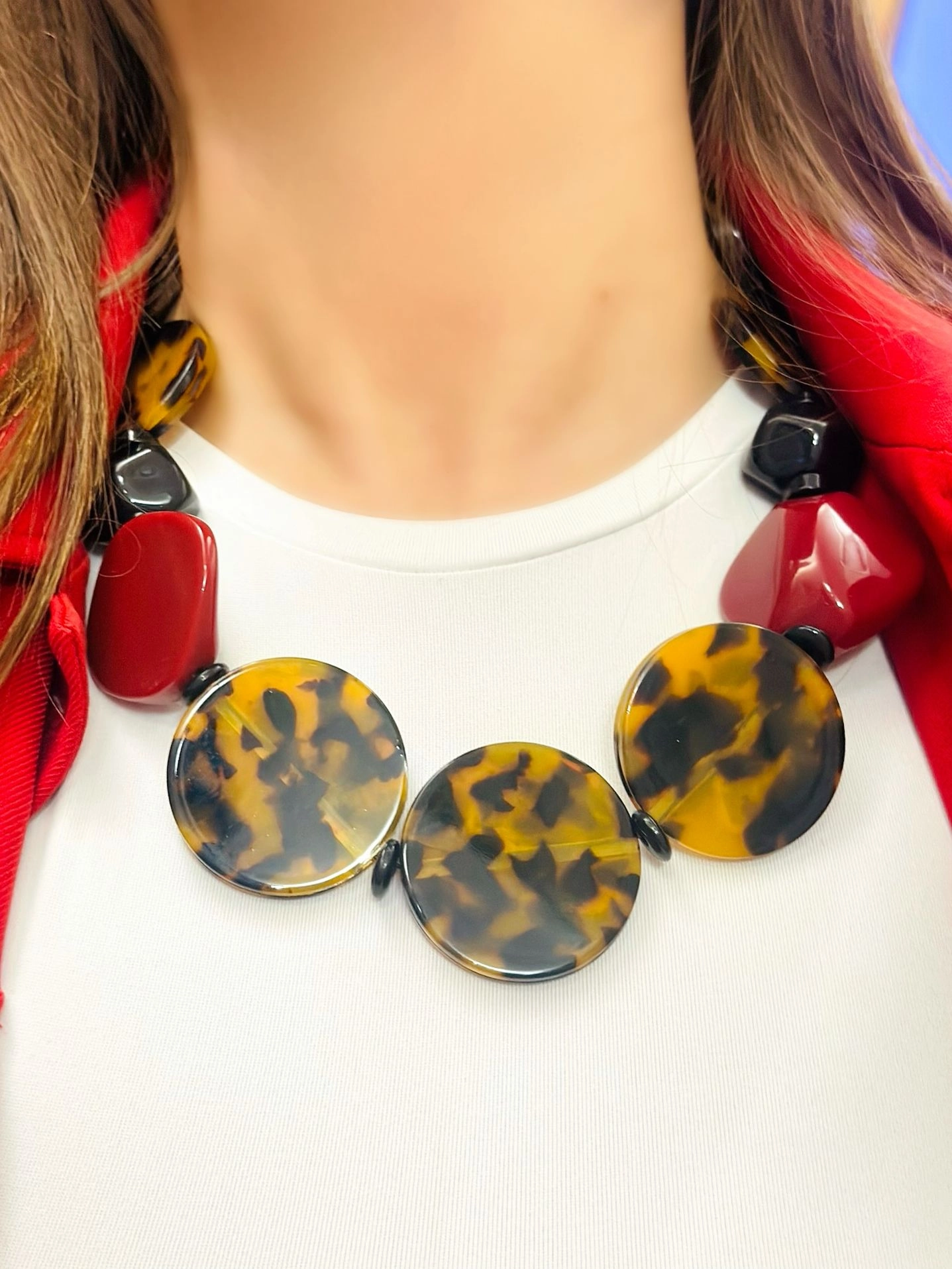 Geometrik Ve Leopar Detay Kolye