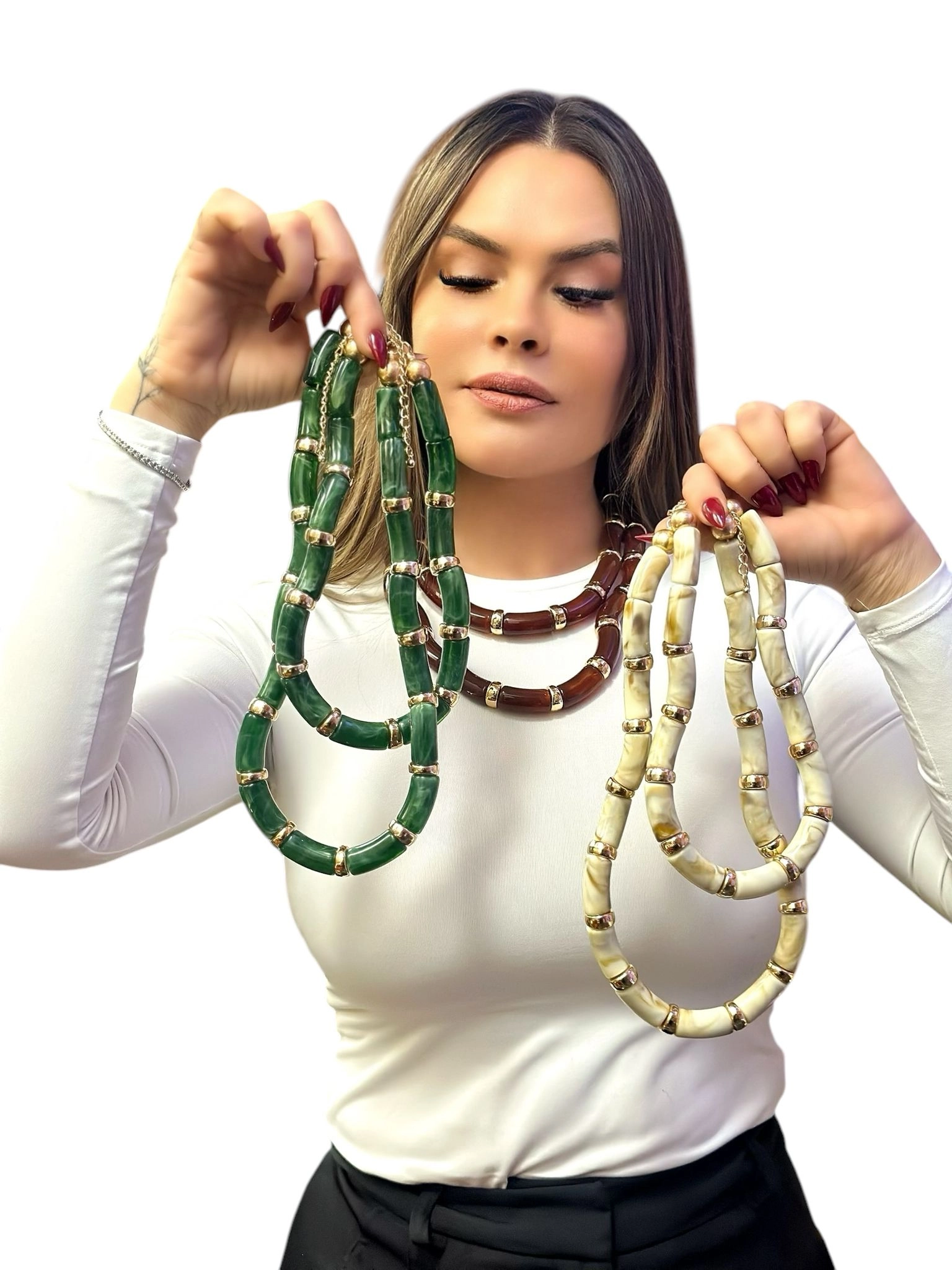 İkili Gold Detay Kemik Model Kolye
