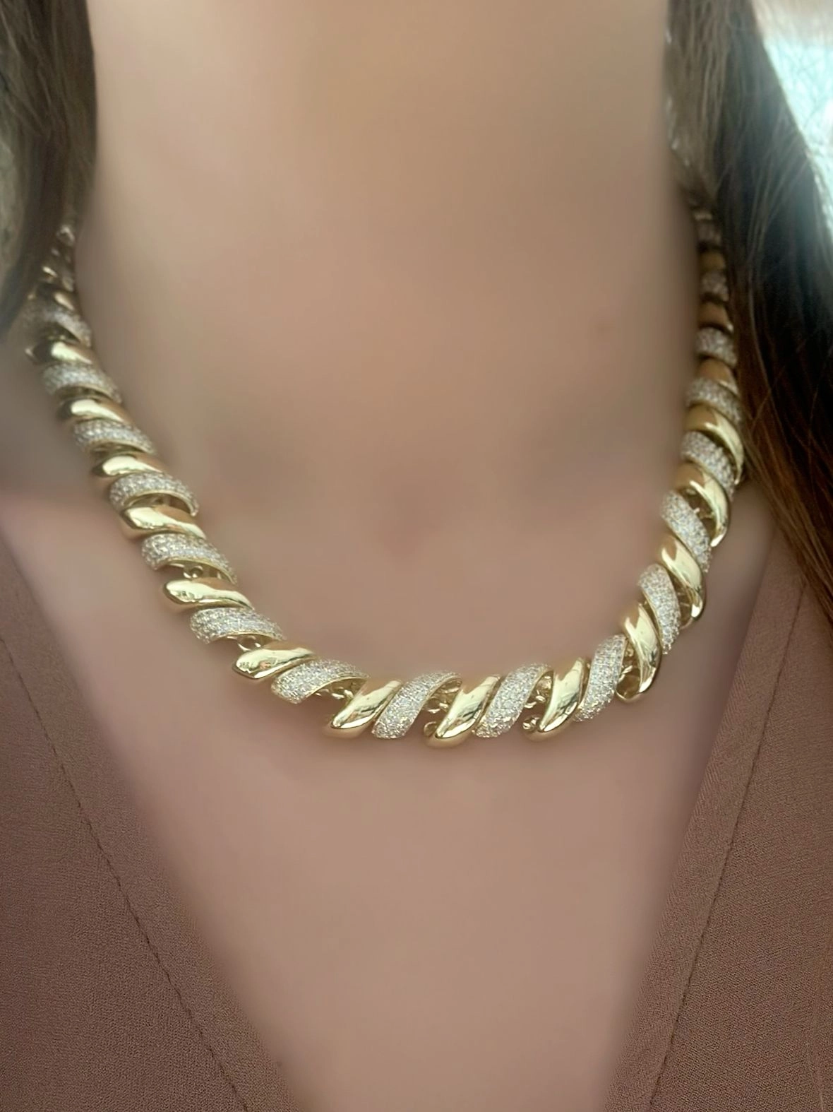 14K Altın Kaplama Zirkon Taş Detaylı Sarmal Kolye