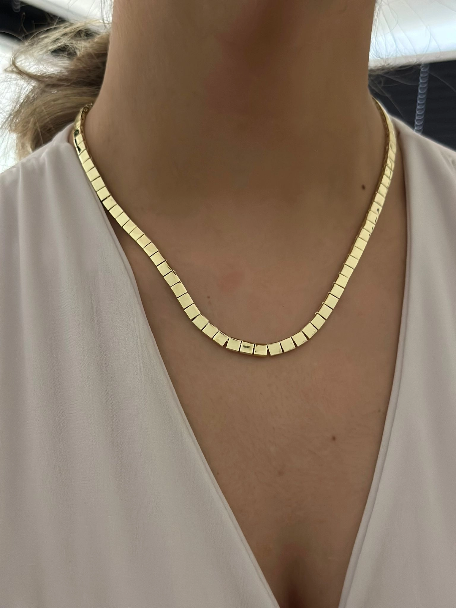 14K Altın Kaplama Kesik Plaka Kolye
