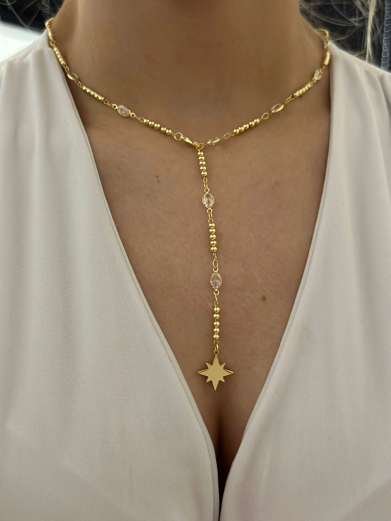 Kutup Yıldız Detay Çelik Y Kolye